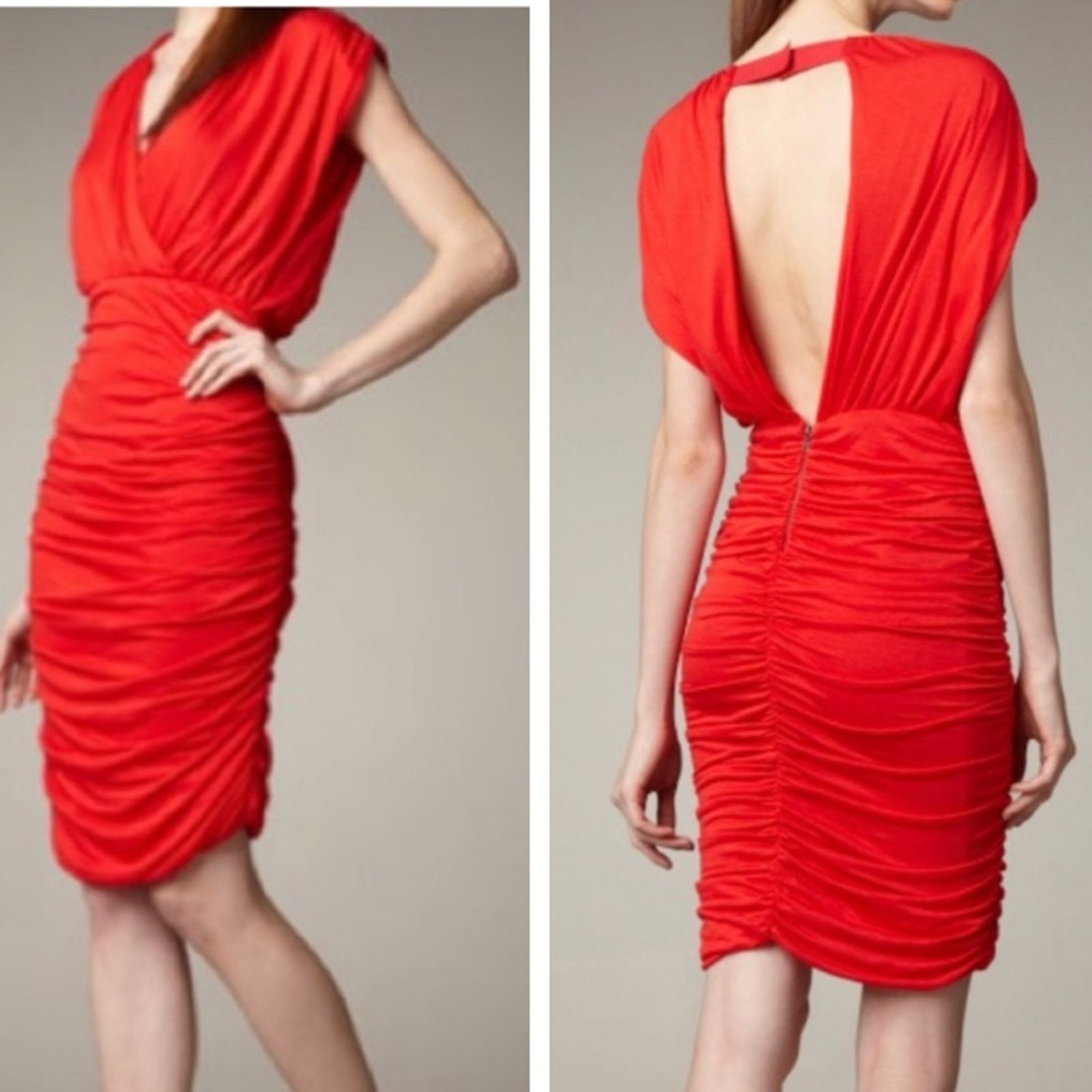 Alice And Olivia Nanette Ruched Dress Red Size Small